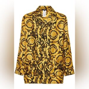 Versace Barocco Print Silk Pajama Shirt Size 1. Brand New
